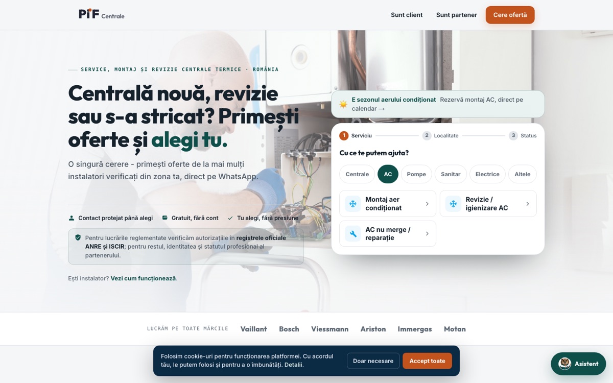Captură din site-ul PIF Centrale